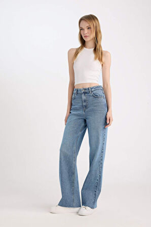 90's Wide Leg Yüksek Bel Düz Paça Jean Pantolon