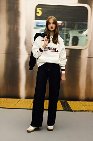 DeFacto Coool Oversize Fit Kapüşonlu Baskılı Kalın Kumaş Sweatshirt D5730AX24WNWT32