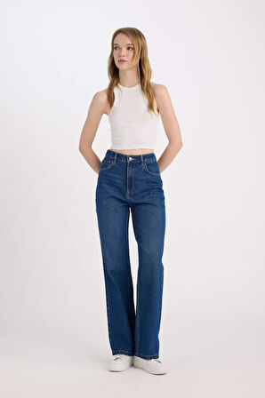 90's Wide Leg Yüksek Bel Uzun Jean Pantolon