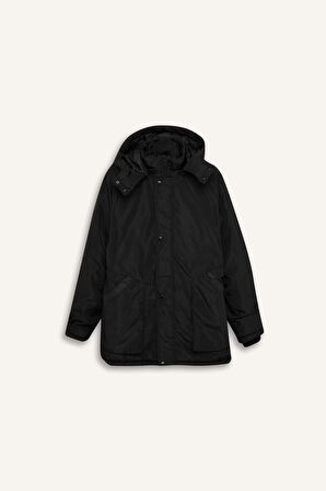 DeFacto Regular Fit Mont Çıkarılabilir Kapüşonlu Fermuarlı Çıtçıtlı Cepli Mont D5971AX24CWBK27