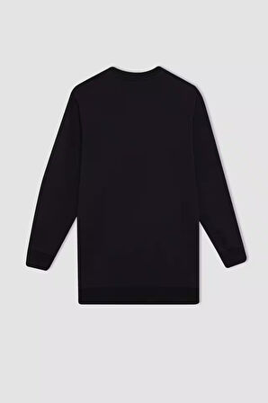Regular Fit Bisiklet Yaka Baskılı Sweatshirt Kumaşı Sweatshirt Tunik