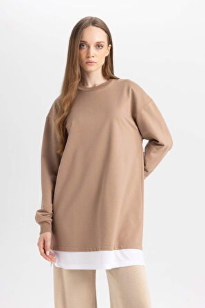 Regular Fit Bisiklet Yaka Sweatshirt Kumaşı Sweatshirt Tunik