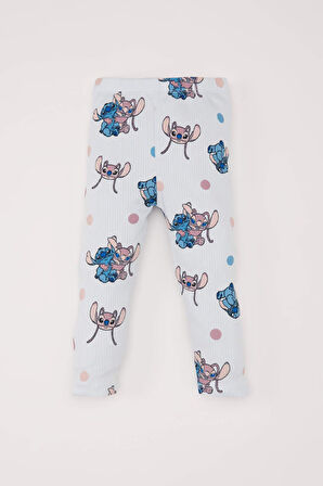 Kız Bebek Pijama Takımı Disney Lilo & Stitch Bisiklet Yaka Uzun Kollu Fitilli Kaşkorse Üst Beli Lastikli Uzun Alt