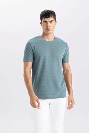 Slim Fit Dar Kesim Bisiklet Yaka Basic Düz Beyaz Kısa Kollu Tişört