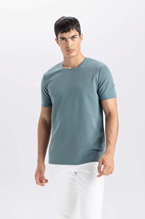 Slim Fit Dar Kesim Bisiklet Yaka Basic Düz Beyaz Kısa Kollu Tişört