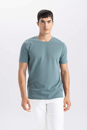 Slim Fit Dar Kesim Bisiklet Yaka Basic Düz Beyaz Kısa Kollu Tişört