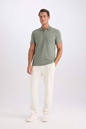 DeFacto Slim Fit Dar Kesim Kısa Kollu Pamuklu Basic Düz Polo Tişört M6609AZ25SPGN460