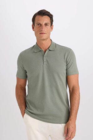 DeFacto Slim Fit Dar Kesim Kısa Kollu Pamuklu Basic Düz Polo Tişört M6609AZ25SPGN460