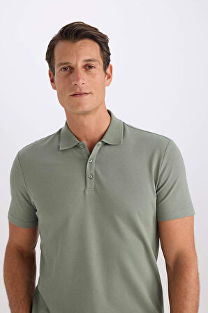 DeFacto Slim Fit Dar Kesim Kısa Kollu Pamuklu Basic Düz Polo Tişört M6609AZ25SPGN460