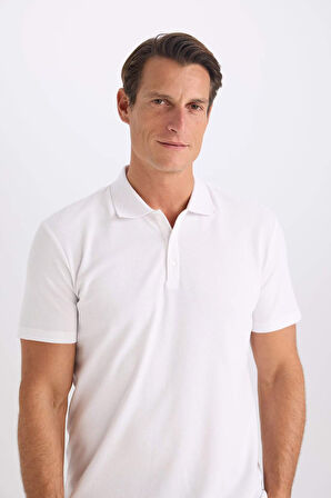 DeFacto Slim Fit Dar Kesim Kısa Kollu Pamuklu Basic Düz Polo Tişört M6609AZ25SPWT34