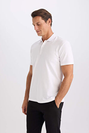 DeFacto Slim Fit Dar Kesim Kısa Kollu Pamuklu Basic Düz Polo Tişört M6609AZ25SPWT34