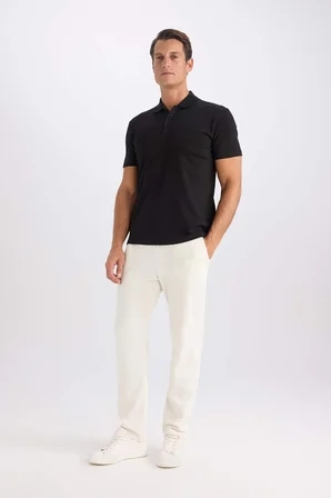 DeFacto Slim Fit Polo Yaka Kısa Kollu Pamuklu Modal Karışımlı Basic Tişört M6609AZ25SPBK81