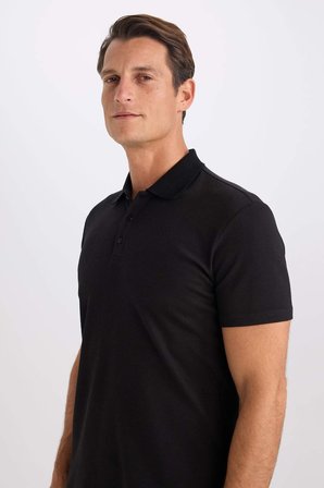 DeFacto Slim Fit Polo Yaka Kısa Kollu Pamuklu Modal Karışımlı Basic Tişört M6609AZ25SPBK81