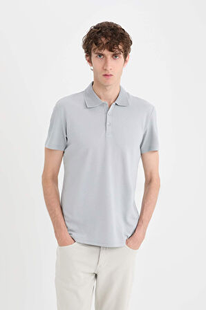DeFacto Slim Fit Dar Kesim Kısa Kollu Pamuklu Modal Karışımlı Basic Düz Polo Tişört M6609AZ25SPGR130