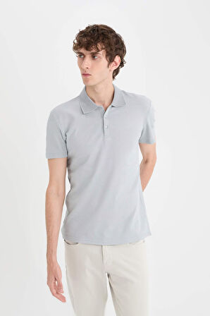 DeFacto Slim Fit Dar Kesim Kısa Kollu Pamuklu Modal Karışımlı Basic Düz Polo Tişört M6609AZ25SPGR130
