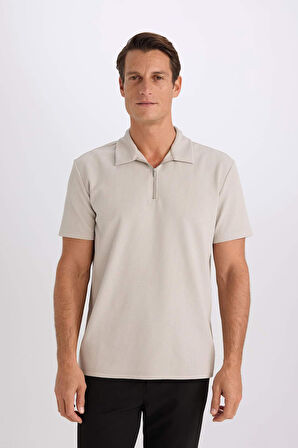 DeFacto Regular Fit Polo Yaka Yarım Fermuarlı Kısa Kollu Pilise Tişört B7355AX25SPGR207