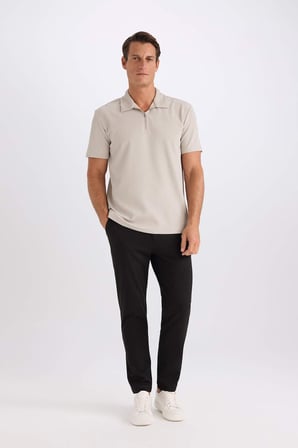 DeFacto Regular Fit Polo Yaka Yarım Fermuarlı Kısa Kollu Pilise Tişört B7355AX25SPGR207