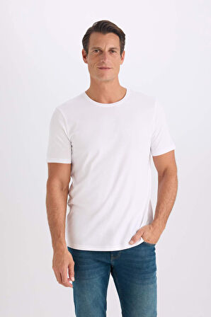 Slim Fit Dar Kesim Bisiklet Yaka Kısa Kollu Tişört