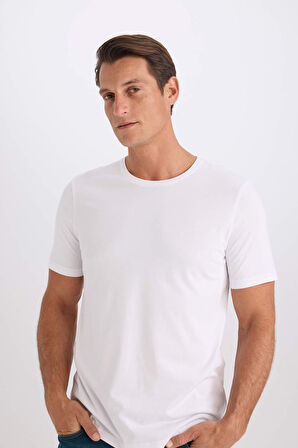 Slim Fit Dar Kesim Bisiklet Yaka Kısa Kollu Tişört