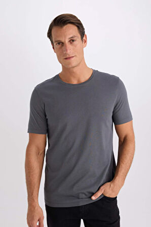 DeFacto Slim Fit Dar Kesim Bisiklet Yaka Modal Karışımlı Pamuklu Basic Düz Kısa Kollu Tişört M6606AZ25SPAR31