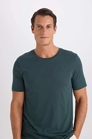 DeFacto Slim Fit Dar Kesim Bisiklet Yaka Modal Karışımlı Pamuklu Basic Düz Kısa Kollu Tişört M6606AZ25SPGN536