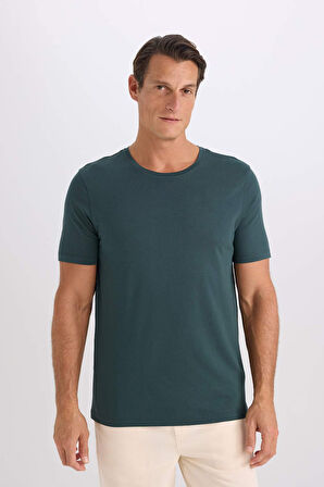 Slim Fit Dar Kesim Bisiklet Yaka Basic Düz Kısa Kollu Tişört