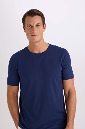 DeFacto Slim Fit Dar Kesim Bisiklet Yaka Modal Karışımlı Pamuklu Basic Düz Kısa Kollu Tişört M6606AZ25SPNV241
