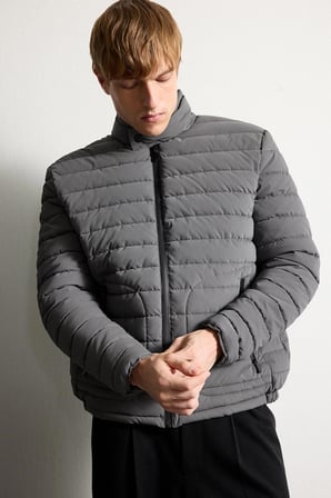 DeFacto Slim Fit Dar Kesim Dik Yaka Astarlı Fermuarlı Cepli Kışlık Mont D7497AX25SPGR221