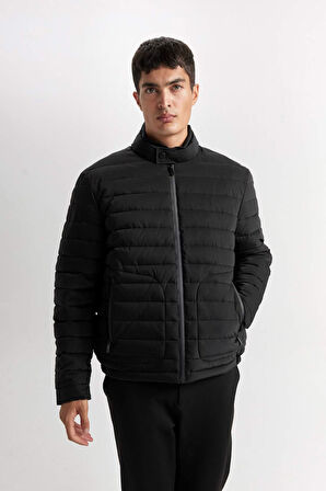 Slim Fit Dar Kesim Dik Yaka Fermuarlı Mont