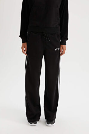 DeFactoFit NBA Miami Heat Wide Leg Çift Cepli Geniş Paça Standart Boy Kalın Kumaş Eşofman Altı