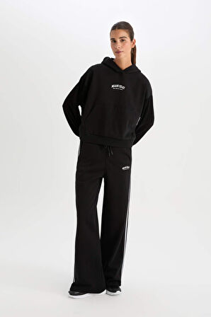 DeFactoFit NBA Miami Heat Wide Leg Çift Cepli Geniş Paça Standart Boy Kalın Kumaş Eşofman Altı