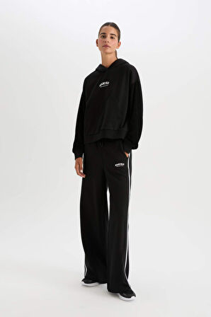 DeFactoFit NBA Miami Heat Wide Leg Çift Cepli Geniş Paça Standart Boy Kalın Kumaş Eşofman Altı