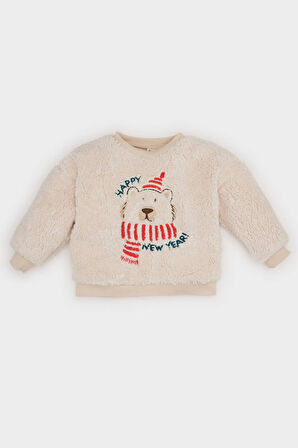DeFacto Erkek Bebek Bisiklet Yaka Yılbaşı Temalı Pelüş Sweatshirt D6594A524WNBG286