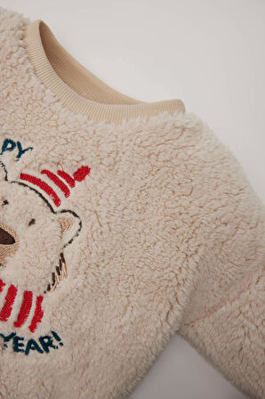 DeFacto Erkek Bebek Bisiklet Yaka Yılbaşı Temalı Pelüş Sweatshirt D6594A524WNBG286