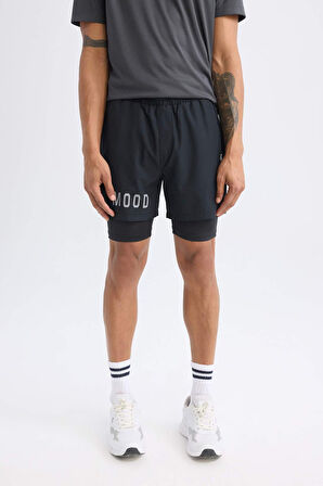 DeFactoFit Slim Fit Dar Kesim Fermuarlı Telefon Cepli Sporcu Taytlı Şort Z2147AZ25SPBK81