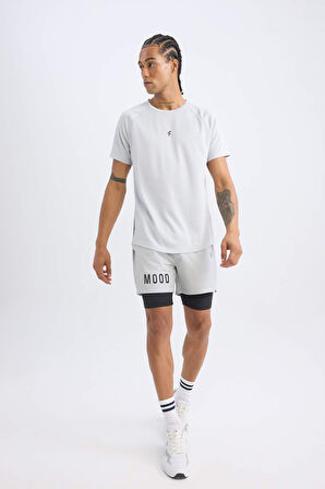 DeFactoFit Slim Fit Dar Kesim Fermuarlı Telefon Cepli Sporcu Taytlı Şort Z2147AZ25SPGR91