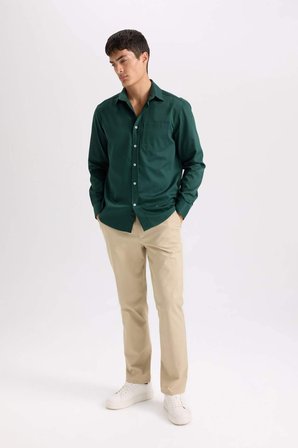 DeFacto Regular Fit Normal Kesim Yazlık Düz Paça Chino Kanvas Pantolon D7349AX25SPBG193