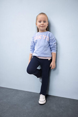 DeFacto Kız Bebek Bisiklet Yaka Baskılı İçi Yumuşak Tüylü Sweatshirt D7871A525SPBE551