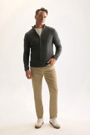 DeFacto Lacivert Standart Fit Normal Kesim Yarım Balıkçı Yaka Fermuarlı Waffle Hırka R1195AZNSAR4