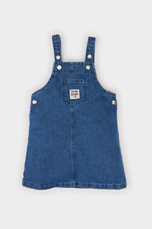 DeFacto Kız Bebek Dokuma Etiketli Jean Salopet Tulum D7877A525SPNM28