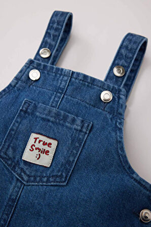 DeFacto Kız Bebek Dokuma Etiketli Jean Salopet Tulum D7877A525SPNM28