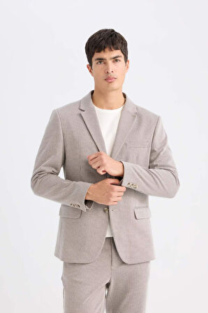 DeFacto Slim Fit Dar Kesim Ceket Yaka Düğmeli Blazer Ceket D6074AX24AUER37