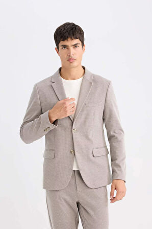 DeFacto Slim Fit Dar Kesim Ceket Yaka Düğmeli Blazer Ceket D6074AX24AUER37
