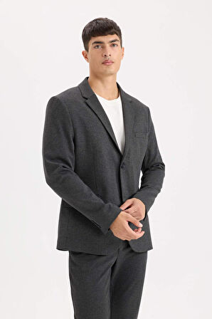 Slim Fit Dar Kesim Ceket Yaka Düğmeli Blazer Ceket