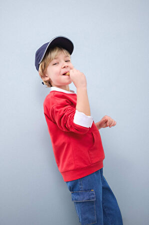DeFacto Erkek Bebek Bisiklet Yaka Baskılı Sweatshirt D7757A525SPRD79