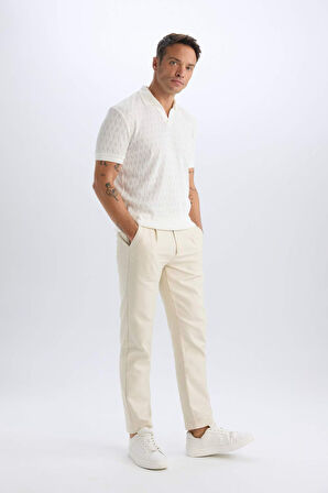 DeFacto Regular Fit Polo Yaka Kısa Kollu Örgü Görünümlü Tişört B6536AX25SPWT32