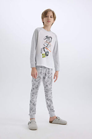 DeFacto Erkek Çocuk Pijama Takımı Baskılı Uzun Kollu Üst Uzun Alt D8780A8NSGR400