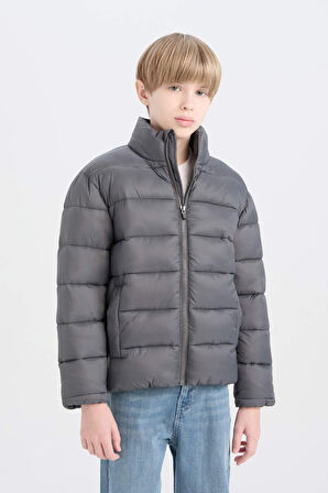 DeFacto Erkek Çocuk Su İtici Fermuarlı Cepli Basic Düz Şişme Mont D5900A825SPAR58