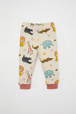 DeFacto Erkek Bebek Pijama Takımı Safari Baskılı Uzun Kollu Üst Beli Lastikli Uzun Alt D8317A5NSER233