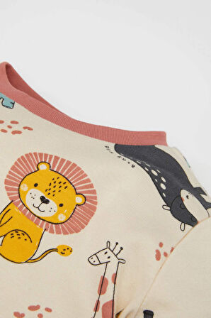 DeFacto Erkek Bebek Pijama Takımı Safari Baskılı Uzun Kollu Üst Beli Lastikli Uzun Alt D8317A5NSER233